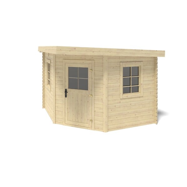 ALTANKA - Abri de jardin en bois - 8m2 - 3x3m - Ep. 28mm - Couleur: naturel - DOM665 - large
