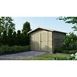ALTANKA - Abri de jardin en bois - 9m2 - 3x3m - Traité - Ep. 28mm - Couleur: vert - DOM458 - vignette