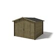 ALTANKA - Abri de jardin en bois - 9m2 - 3x3m - Traité - Ep. 28mm - Couleur: vert - DOM458 - vignette