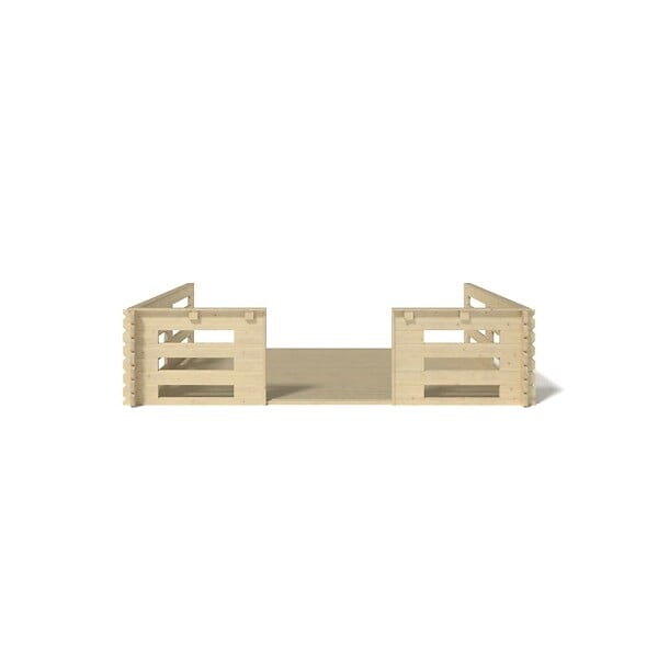 ALTANKA - Terrasse en bois avec balustrade pour abri en bois - 12m2 - 4m x 3m - couleur: naturel - DOM548 - large
