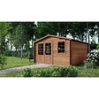 ALTANKA - Abri de jardin en bois - 20m2 - 5x4m - Traité - Ep. 45mm - Couleur: marron - DOM376 - vignette