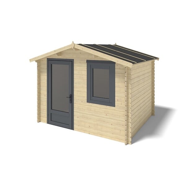 ALTANKA - Abri de jardin en bois - 7.5m2 - 3x2.5m - Ep. 28mm - Couleur: naturel - DOM755 - large