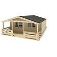 ALTANKA - Abri de jardin en bois - 6x6 m + terrasse avec balustrade et avant-toit en bois - 48 m2 - DOM749+DOM553+DOM555+POD04 - vignette