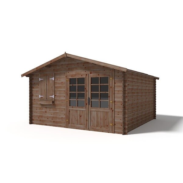 ALTANKA - Abri de jardin en bois - 16m2 - 4x4m - Traité - Ep. 28mm - Couleur: marron - DOM181 - large
