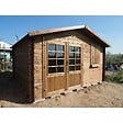 ALTANKA - Abri de jardin en bois - 16m2 - 4x4m - Traité - Ep. 28mm - Couleur: marron - DOM181 - vignette