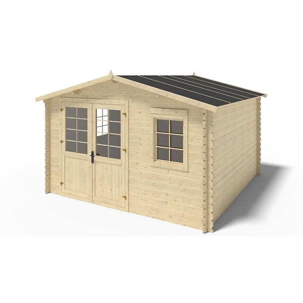 ALTANKA - Abri de jardin en bois - 16m2 - 4x4m - Ep. 40mm - Couleur: naturel - DOM611 - large