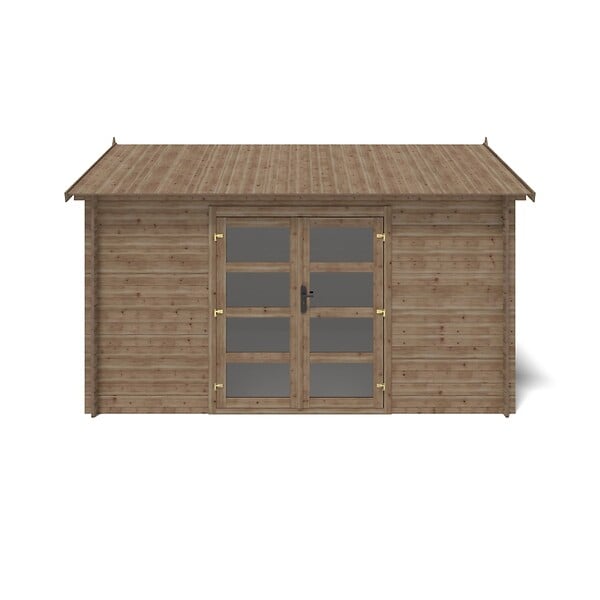 ALTANKA - Abri de jardin en bois - 12m2 - 4x3m - Traité - Ep. 28mm - Couleur: marron - DOM677 - large