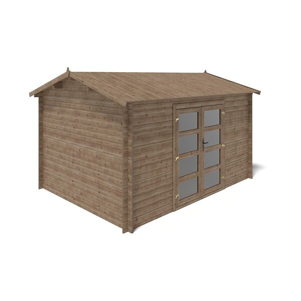 ALTANKA - Abri de jardin en bois - 12m2 - 4x3m - Traité - Ep. 28mm - Couleur: marron - DOM677 - large