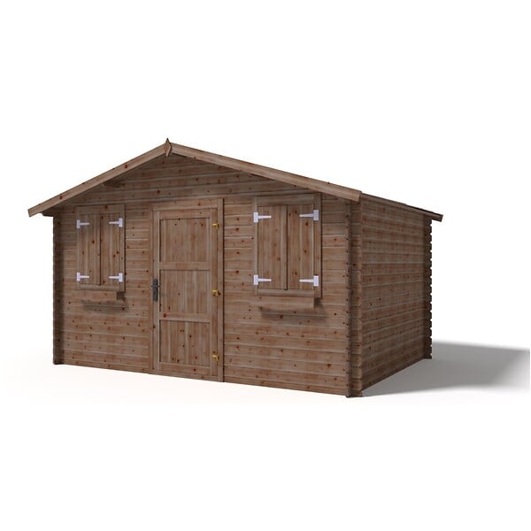 ALTANKA - Abri de jardin en bois - 12m2 - 4x3m - Traité - Ep. 28mm - Couleur: marron - DOM418 - large