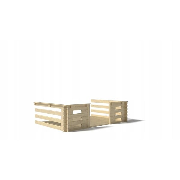 ALTANKA - Terrasse en bois avec balustrade pour abri en bois - 9m2 - 3m x 3m - couleur: naturel - DOM395 - large