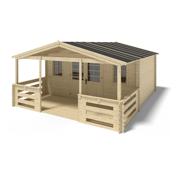 ALTANKA - Terrasse en bois avec balustrade pour abri en bois - 10m2 - 5m x 2m - couleur: naturel - DOM615 - large