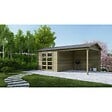 ALTANKA - Abri de jardin en bois - 17.4m2 - 5.79x3m - Traité - Ep. 28mm - Couleur: vert - DOM718 - vignette