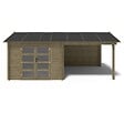 ALTANKA - Abri de jardin en bois - 17.4m2 - 5.79x3m - Traité - Ep. 28mm - Couleur: vert - DOM718 - vignette