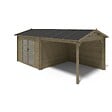 ALTANKA - Abri de jardin en bois - 17.4m2 - 5.79x3m - Traité - Ep. 28mm - Couleur: vert - DOM718 - vignette