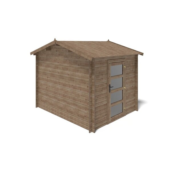 ALTANKA - Abri de jardin en bois - 7.5m2 - 2.5x3m - Traité - Ep. 28mm - Couleur: marron - DOM675 - large