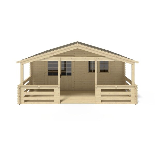 ALTANKA - Abri de jardin en bois - 6x5 m + terrasse avec balustrade et avant-toit en bois - 42 m2 - DOM747+DOM553+DOM555+POD04 - large