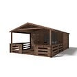 ALTANKA - Terrasse en bois avec balustrade pour abri en bois - 12m2 - 4m x 3m - imprégnée - couleur: marron - DOM542 - vignette