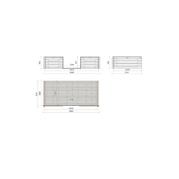 ALTANKA - Terrasse en bois avec balustrade pour abri en bois - 8m2 - 4m x 2m - couleur: naturel - DOM545 - large