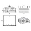 ALTANKA - Abri de jardin en bois - 6x5 m + terrasse avec balustrade et avant-toit en bois - 48 m2 - DOM747+DOM556+DOM558+POD04 - vignette