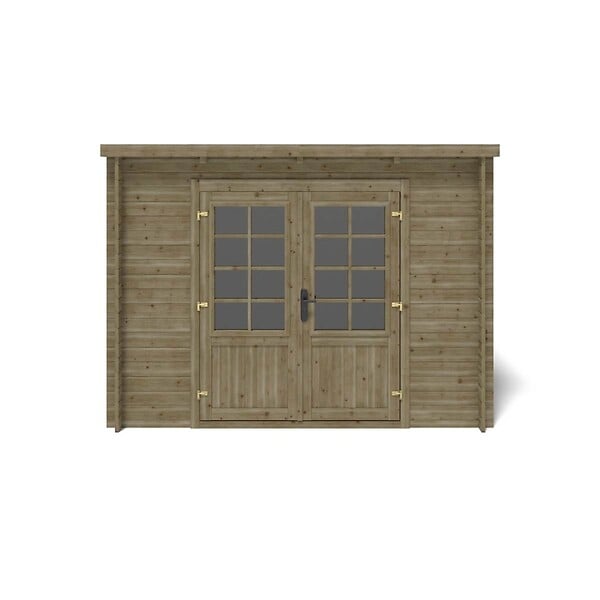 ALTANKA - Abri de jardin en bois - 9m2 - 3x3m - Traité - Ep. 28mm - Couleur: vert - DOM356 - large