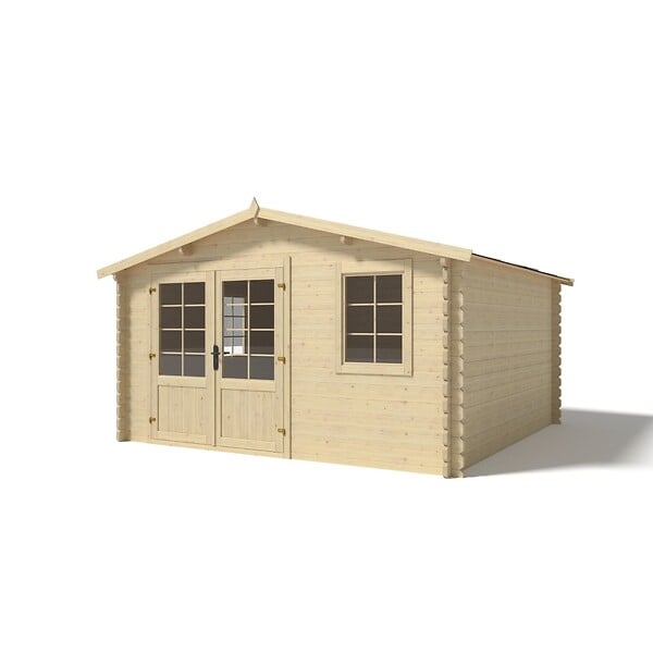 ALTANKA - Abri de jardin en bois - 16m2 - 4x4m - Ep. 40mm - Couleur: naturel - DOM371 - large