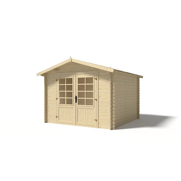 ALTANKA - Abri de jardin en bois - 9m2 - 3x3m - Ep. 28mm - Couleur: naturel - DOM530 - large
