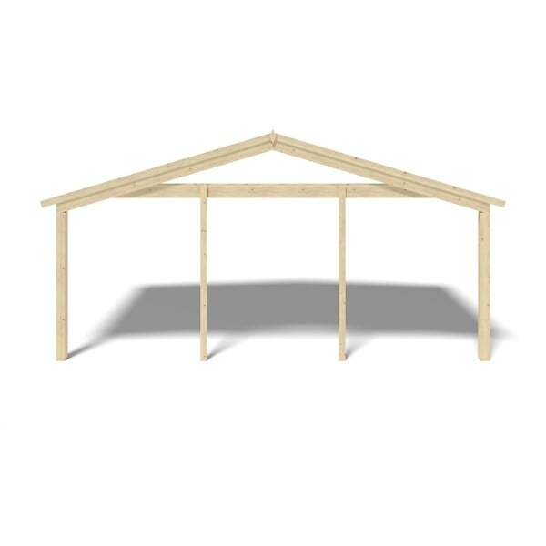 ALTANKA - Avant-toit en bois 6x3m pour le chalet de jardin 6m, couleur naturel - DOM556 - large