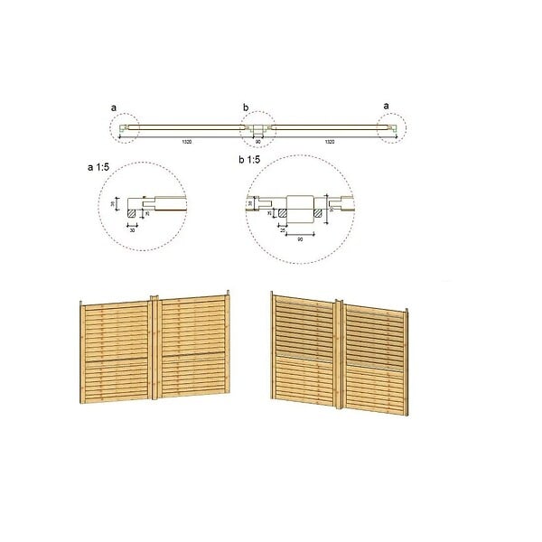 ALTANKA - Clôture, panneaux bois persiennés, ensemble - imprégné en brun - DOM703 - large