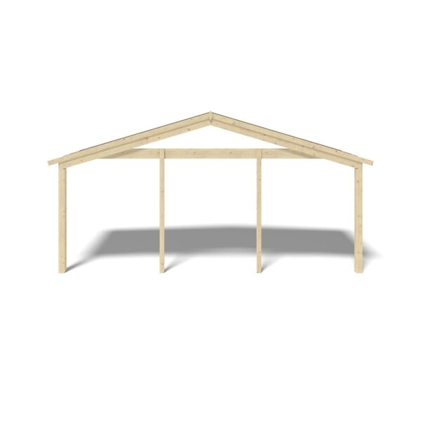 ALTANKA - Avant-toit en bois 6x2m pour le chalet de jardin 6m, couleur naturel - DOM553 - large
