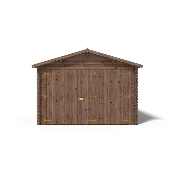 ALTANKA - Garage en bois - 21m2 - 3.5x6m - imprégné - Ep. 28mm - couleur: marron - GAR20 - large