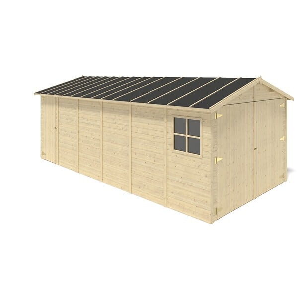 ALTANKA - Garage en bois - 18.19m2 - 3.05x5.91m - Ep. 18mm - couleur: naturel - GAR29 - large