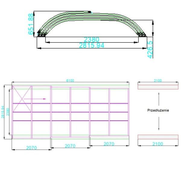 ALTANKA - Abri de piscine Horizon - 6.1x2.38 m - polycarbonate alvéolaire 8 mm - pour piscine BAS7306 - ECO306 - large