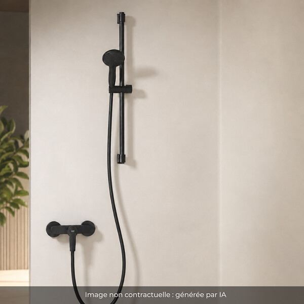 GROHE - Mitigeur douche mécanique Start avec ensemble de douche 2 jets noir mat - large
