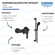 GROHE - Mitigeur douche mécanique Start avec ensemble de douche 2 jets noir mat - vignette