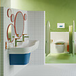 VITRA - Lavabo pour enfant VitrA Sento Kids 85 cm + cache siphon bleu + siphon et bonde WIRQUIN - vignette