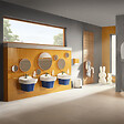 VITRA - Lavabo pour enfant VitrA Sento Kids 45 cm + Cache siphon bleu + siphon et bonde WIRQUIN - vignette