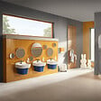 VITRA - Lavabo pour enfant VitrA Sento Kids 45 cm + cache siphon bleu + Mitigeur lavabo Sento Kids + siphon et bonde WIRQUIN - vignette