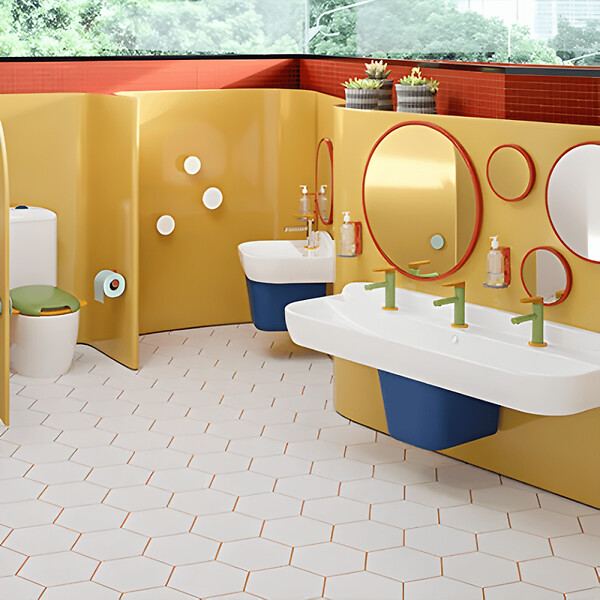 VITRA - Lavabo pour enfant VitrA Sento Kids 125 cm + cache siphon + Mitigeur lavabo VitrA Sento Kids - large