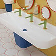VITRA - Lavabo pour enfant VitrA Sento Kids 125 cm + cache siphon bleu + 3 mitigeurs lavabo VitrA Sento Kids + siphon et bonde WIRQUIN - vignette