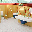 VITRA - Lavabo pour enfant VitrA Sento Kids 125 cm + cache siphon bleu + 3 mitigeurs lavabo VitrA Sento Kids + siphon et bonde WIRQUIN - vignette