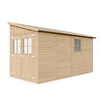 TIMBELA - TIMBELA M340+M340G Abri de Jardin en Bois Naturel (sans paroi latérale) PLUS LES PLANCHERS IMPRÉGNÉ- H243xl216xL416 cm/8 m2 - vignette