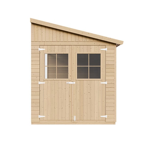 TIMBELA - TIMBELA M340+M340G Abri de Jardin en Bois Naturel (sans paroi latérale) PLUS LES PLANCHERS IMPRÉGNÉ- H243xl216xL416 cm/8 m2 - large