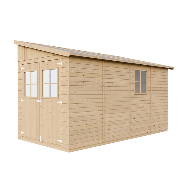TIMBELA - Abri de Jardin en Bois Naturel (sans paroi latérale)- H243xl216xL416 cm/8 m2 - M340 - large