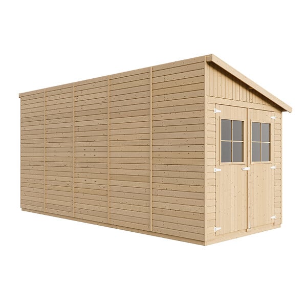 TIMBELA - Abri de Jardin en Bois Naturel (avec paroi latérale) - H244xl218xL514 cm/10 m2 - M341A - large