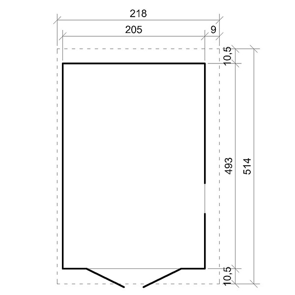 TIMBELA - Abri de Jardin en Bois Naturel (avec paroi latérale) - H244xl218xL514 cm/10 m2 - M341A - large