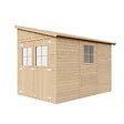 TIMBELA - Abri de Jardin en Bois Naturel (sans paroi latérale) AVEC LES PLANCHERS IMPRÉGNÉ - H243xl216xL318 cm/6 m2 - M339+M339G - vignette