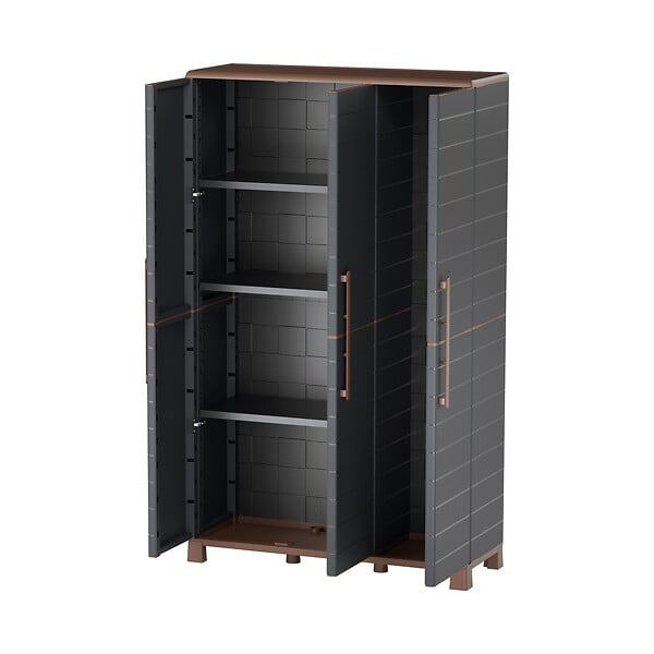 ARTPLAST - Armoire porte-balai Anthracite 3 portes 3 Etagères réglables 102 x 37 x 169 cm - Garage Buanderie Cellier Art Plast - large