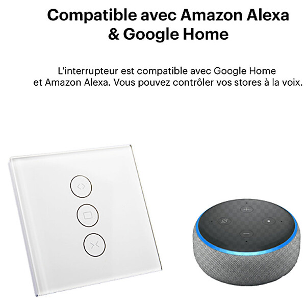 DAEWOO - Pack de 3 interrupteurs pour volet roulant WiFi connectés encastrables - large