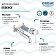 GROHE - Mitigeur mural lavabo Essence Taille L chromé avec corps encastré - vignette