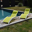 HAPPY GARDEN - Lot de 2 transats GALAPAGOS en textilène vert - aluminium blanc - vignette